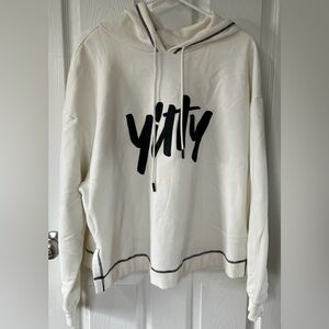 Yitty oversized comfy cream/black hooded sweatshirt. Sz 2XL.